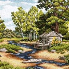 Схема вышивки «домик у речки»