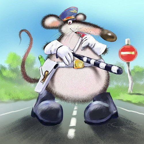 гаишник - крыса, гаишник, дорога - оригинал