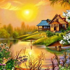 Схема вышивки «домик»