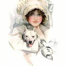 Схема вышивки «девушка с собакой»