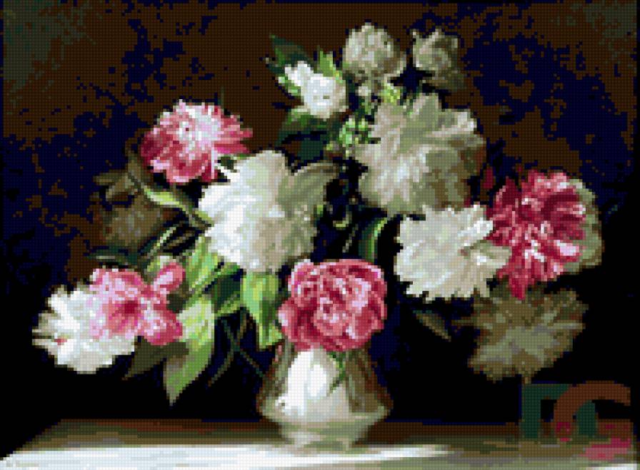 пионы - цветы картина натюрморт пионы - предпросмотр