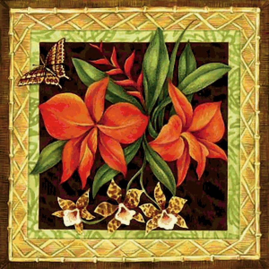 Цветочный мотив - цветы, подушка - предпросмотр