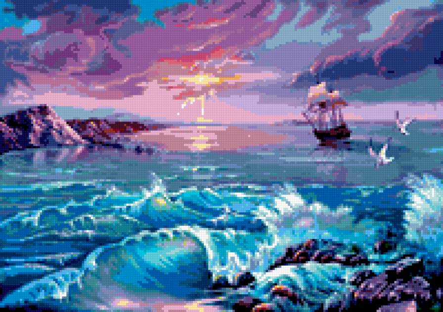 Морской пейзаж - пейзаж, закат, море - предпросмотр