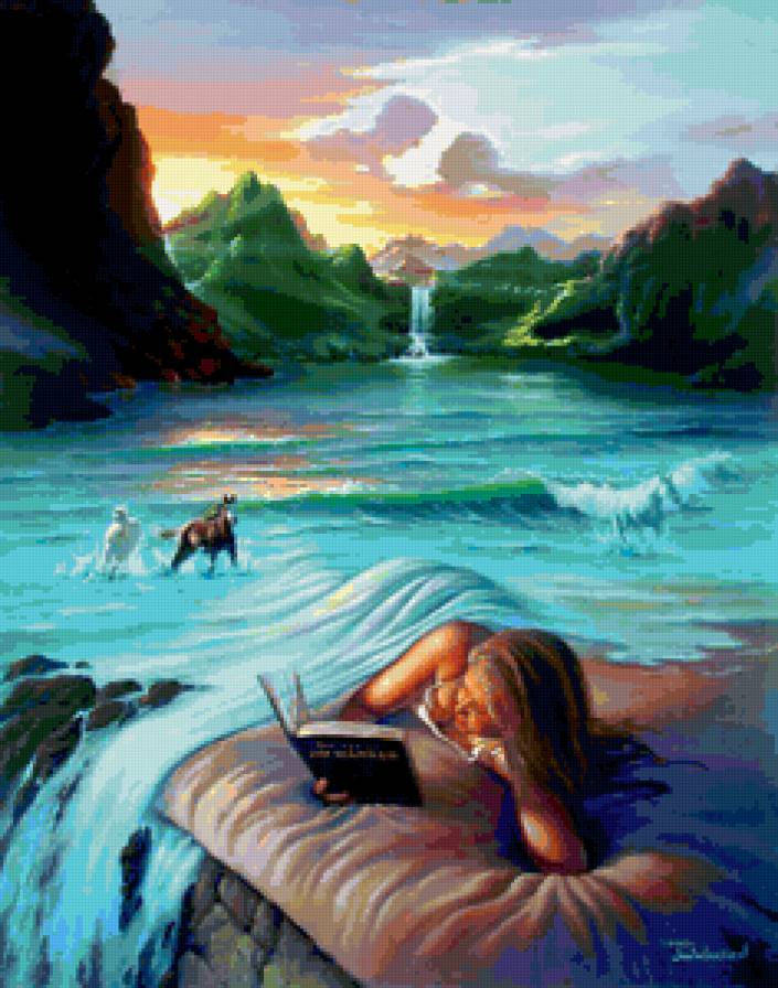 77 - девушка, озеро, вода, фантастика - предпросмотр