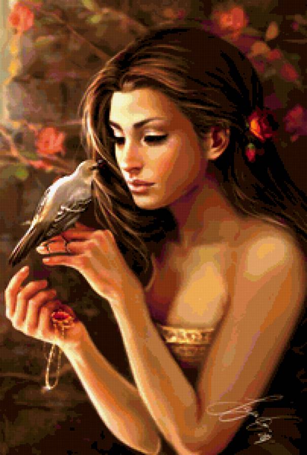 Девушка с птицей - девушка, люди - предпросмотр