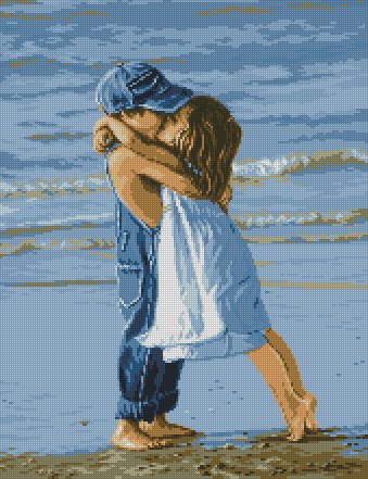 Поцелуй на берегу - море, дети - оригинал