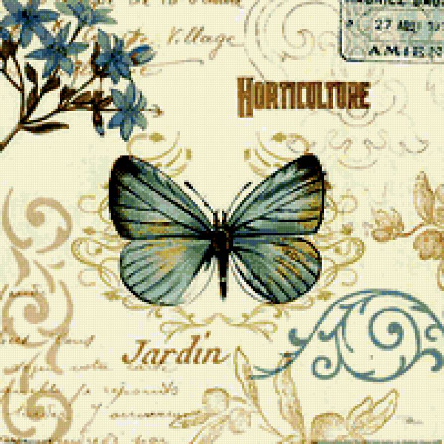 голубая бабочка - бабочки, узоры - предпросмотр