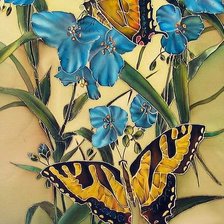 Схема вышивки «бабочки на цветах»