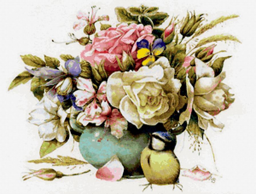 букет - цветы, синица - предпросмотр