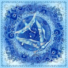 Схема вышивки «Узор для подушки - Лебеди»