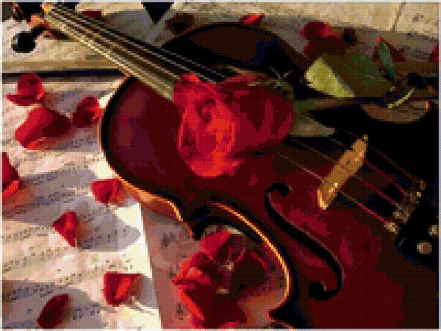 Роза - красная роза, скрипка, роза, алая роза, цветы - предпросмотр