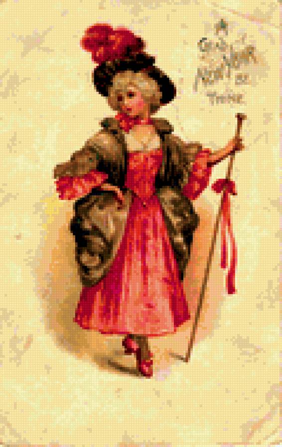 дама - ретро открытки - предпросмотр