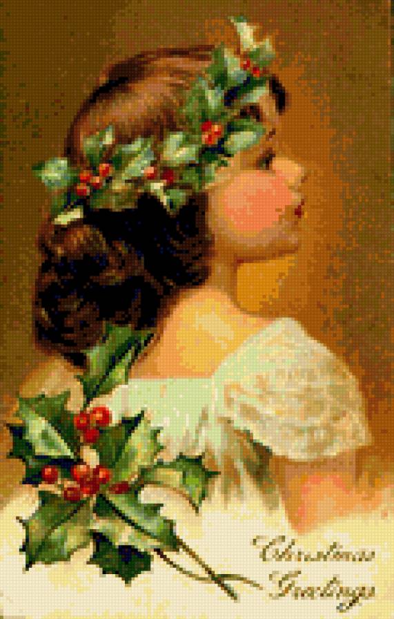 девочка в венке - ретро открытки - предпросмотр