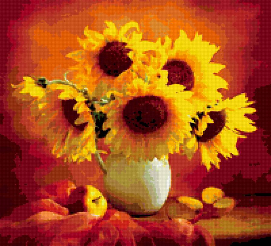 Серия ЦВЕТЫ. Букет подсолнухов - букет, натюрморт, подсолнухи, цветы - предпросмотр