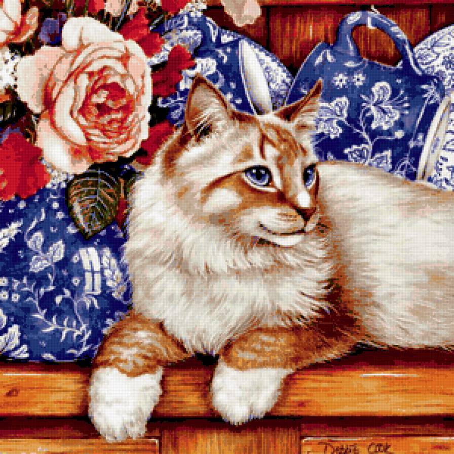 серия "Кошки" - кот, на кухню, котенок, цветы, натюрморт, кошки - предпросмотр