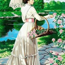 Схема вышивки «дама на прогулке»