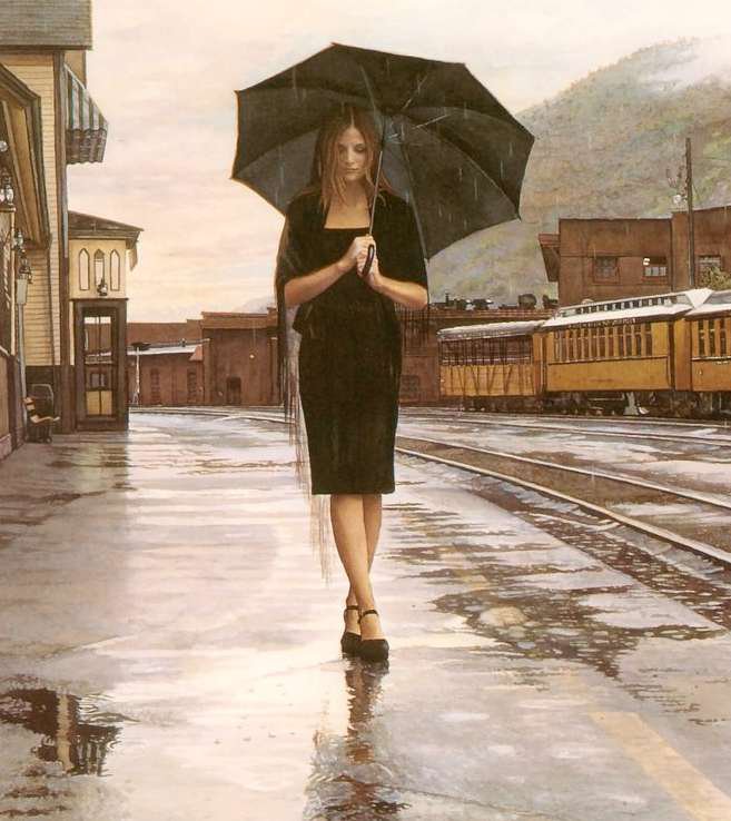 под зонтом - пейзаж - оригинал