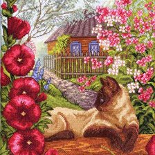Схема вышивки «Отдых под мальвой»