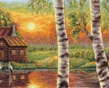 Схема вышивки «журавли на закате»