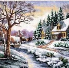 Схема вышивки «зимняя улица»