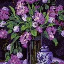 Схема вышивки «тюльпаны и сирень»