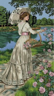 летняя прогулка - дама - оригинал