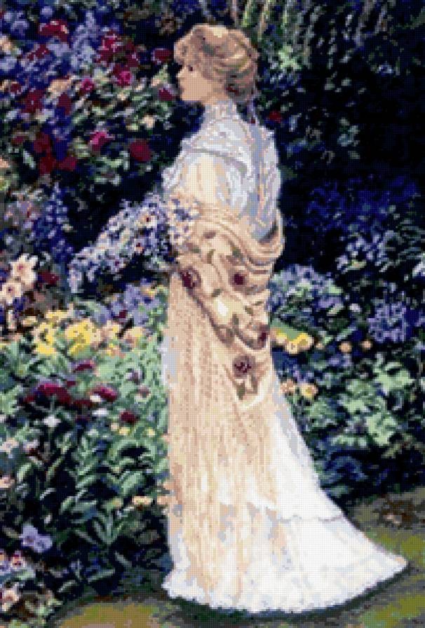 в её саду - дама, сад - предпросмотр