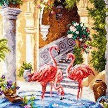 Схема вышивки «розовый фламинго»