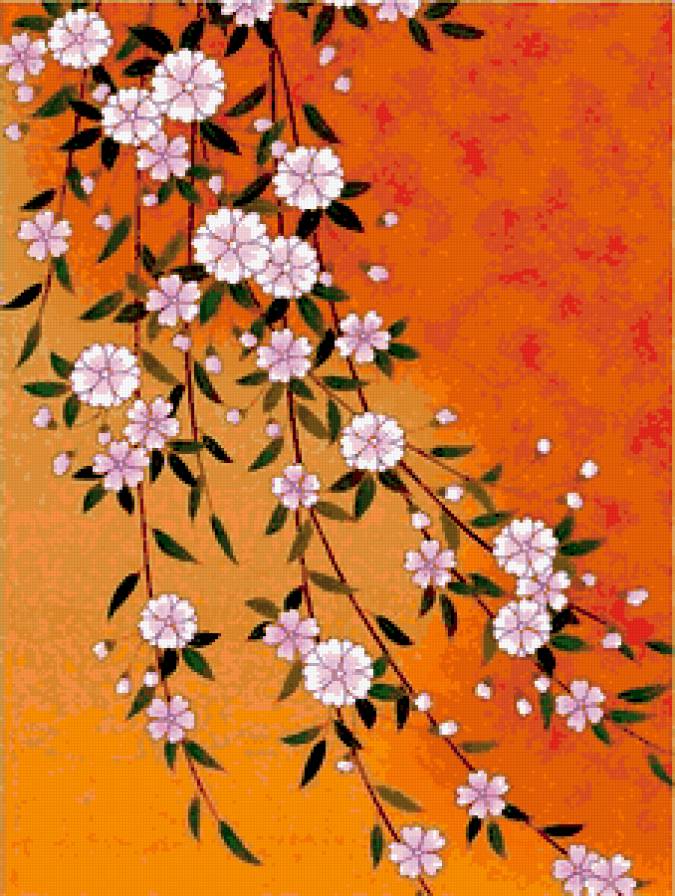 Веточки с цветами - узор, цветы - предпросмотр