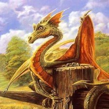 Схема вышивки «Дракон на заборе»