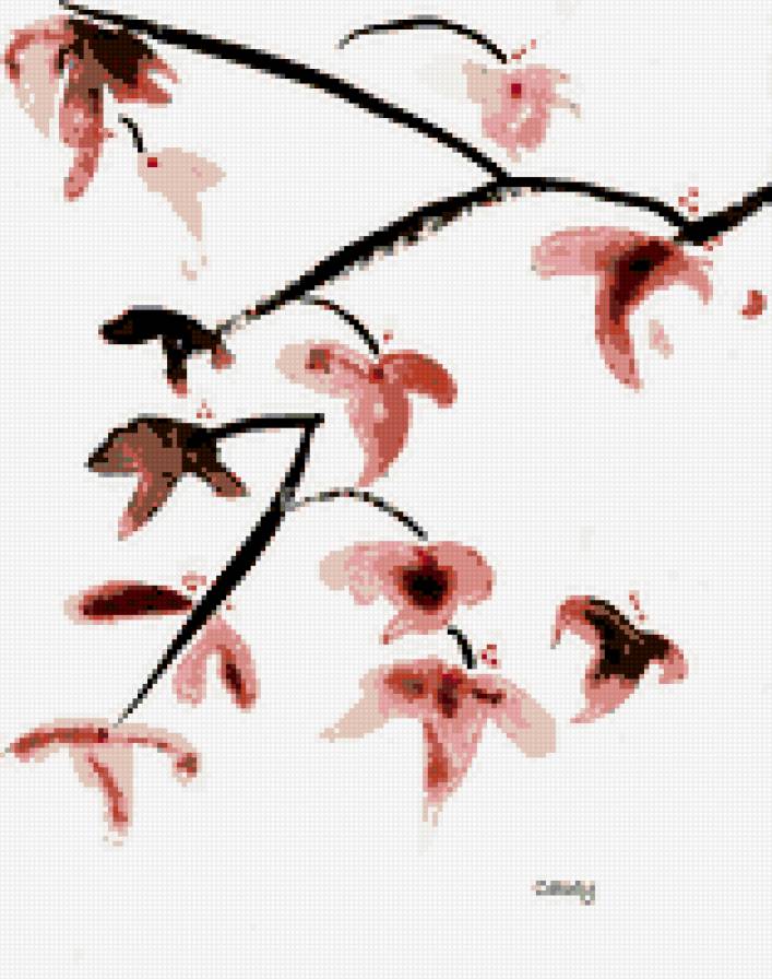 орхидеи в восточном стиле - восток, орхидеи, японская акварель, современная живопись - предпросмотр