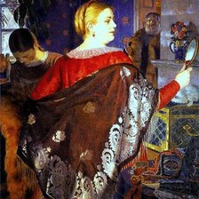 Схема вышивки «купчиха с зеркалом кустодиев»