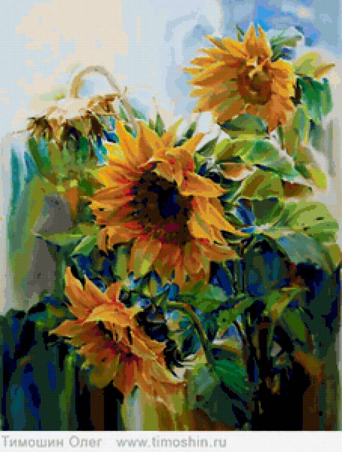 подсолнухи - цветок, акварель, картина, подсолнухи, цветы - предпросмотр