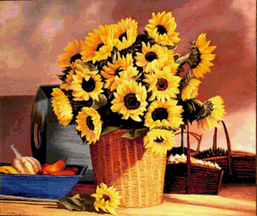 подсолнухи - подсолнухи, букет, цветы - предпросмотр