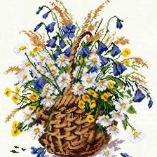 Схема вышивки «ромашки в корзине»