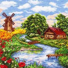 Схема вышивки «деревенька»