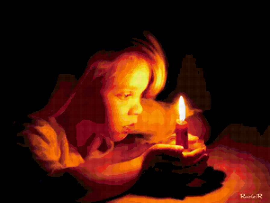 девочка со свечой большая - девочка, свеча - предпросмотр