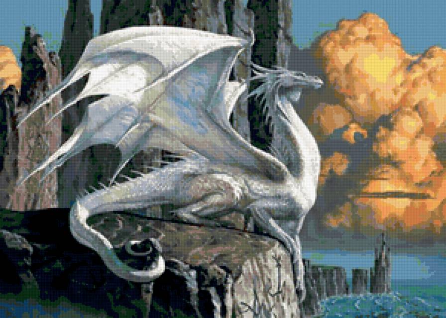 дракон - горы, фентези, драконы, природа - предпросмотр