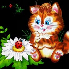 Схема вышивки «рыжий котенок»