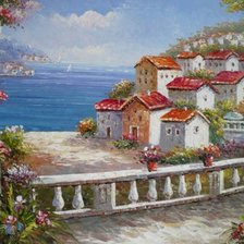 Пейзаж, море, дворик