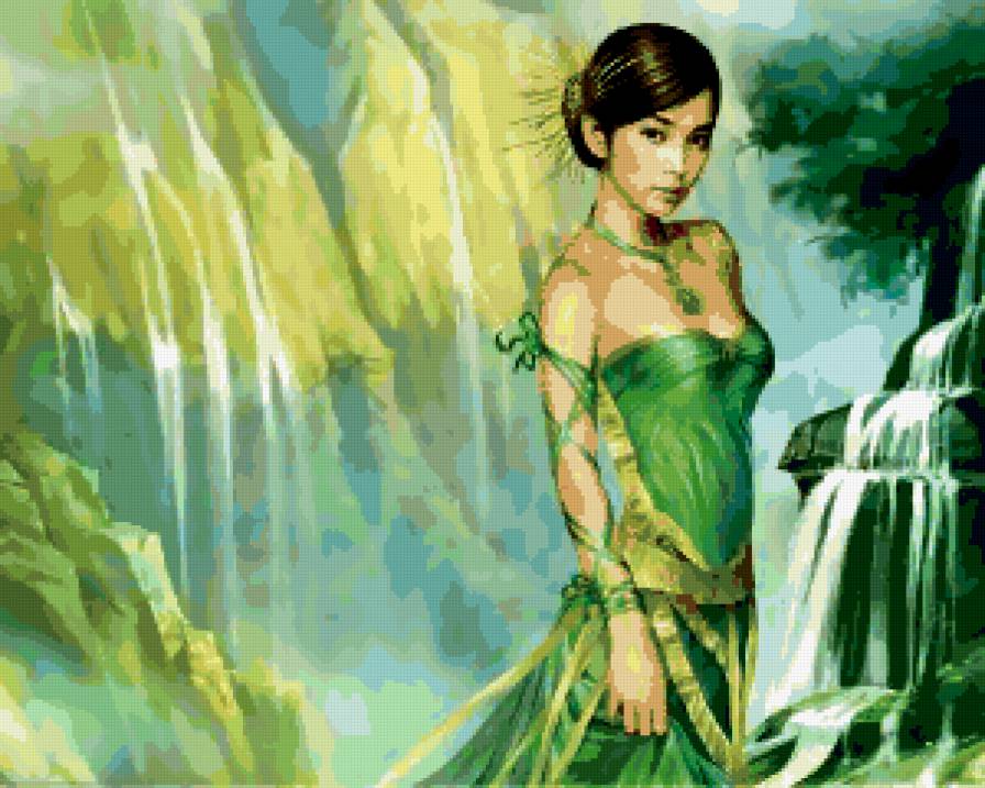 девушка в зеленом - фэнтази, девушка - предпросмотр