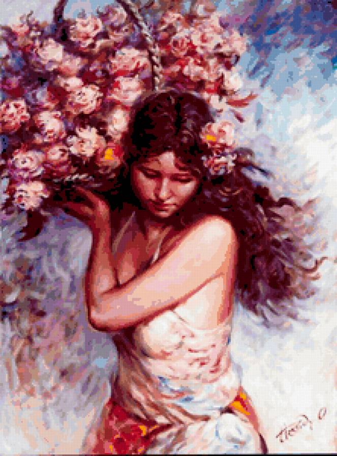 девушка с розами - предпросмотр