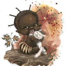 Схема вышивки «Негретенок с котиком»