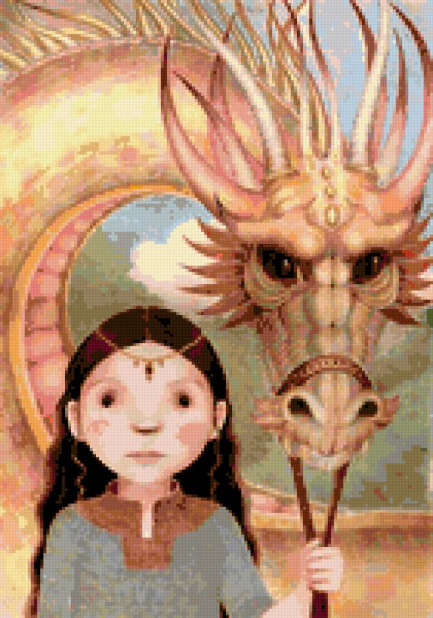 девочка и дракон2 - дракон, девочка - предпросмотр