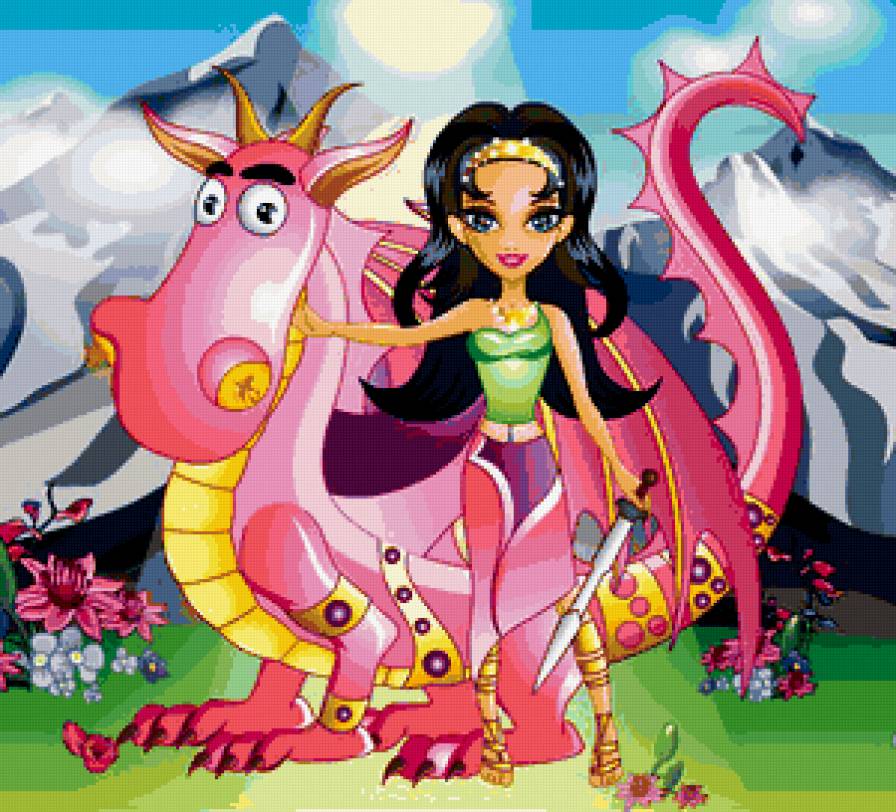 девочка и дракон - детям, мультик, детская, сказка, мультяшки, дети - предпросмотр