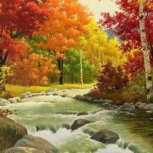 Схема вышивки «осенний пейзаж»