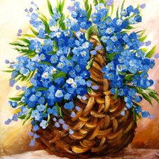 Схема вышивки «Корзина с незабудками»