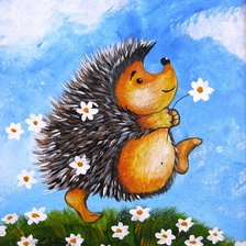 Схема вышивки «Ёжик с ромашками»