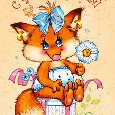 Схема вышивки «Лисичка с ромашкой»