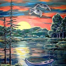 Схема вышивки «Красный закат»